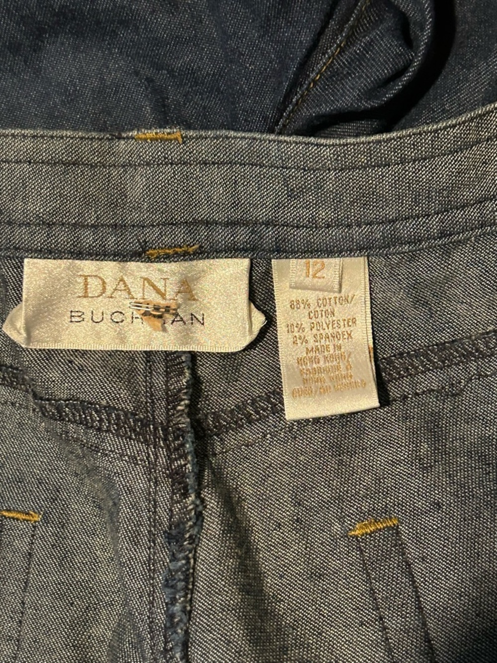 Dana Buchman Dark Wash Trouser Jeans Size 12 Wide Leg‎ Stretch Denim - Picture 8 of 11